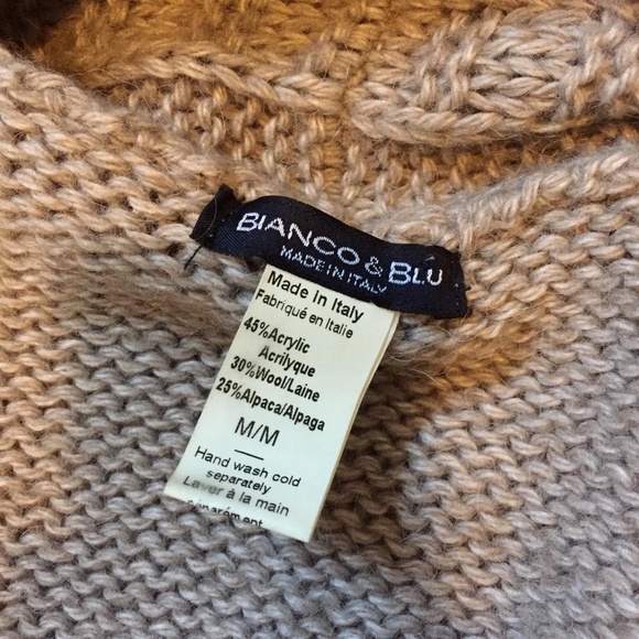 Bianco & Blu Wrap Cable Knit Wool/Alpaca Blend Sweater Cardigan ~ M - Picture 4 of 4